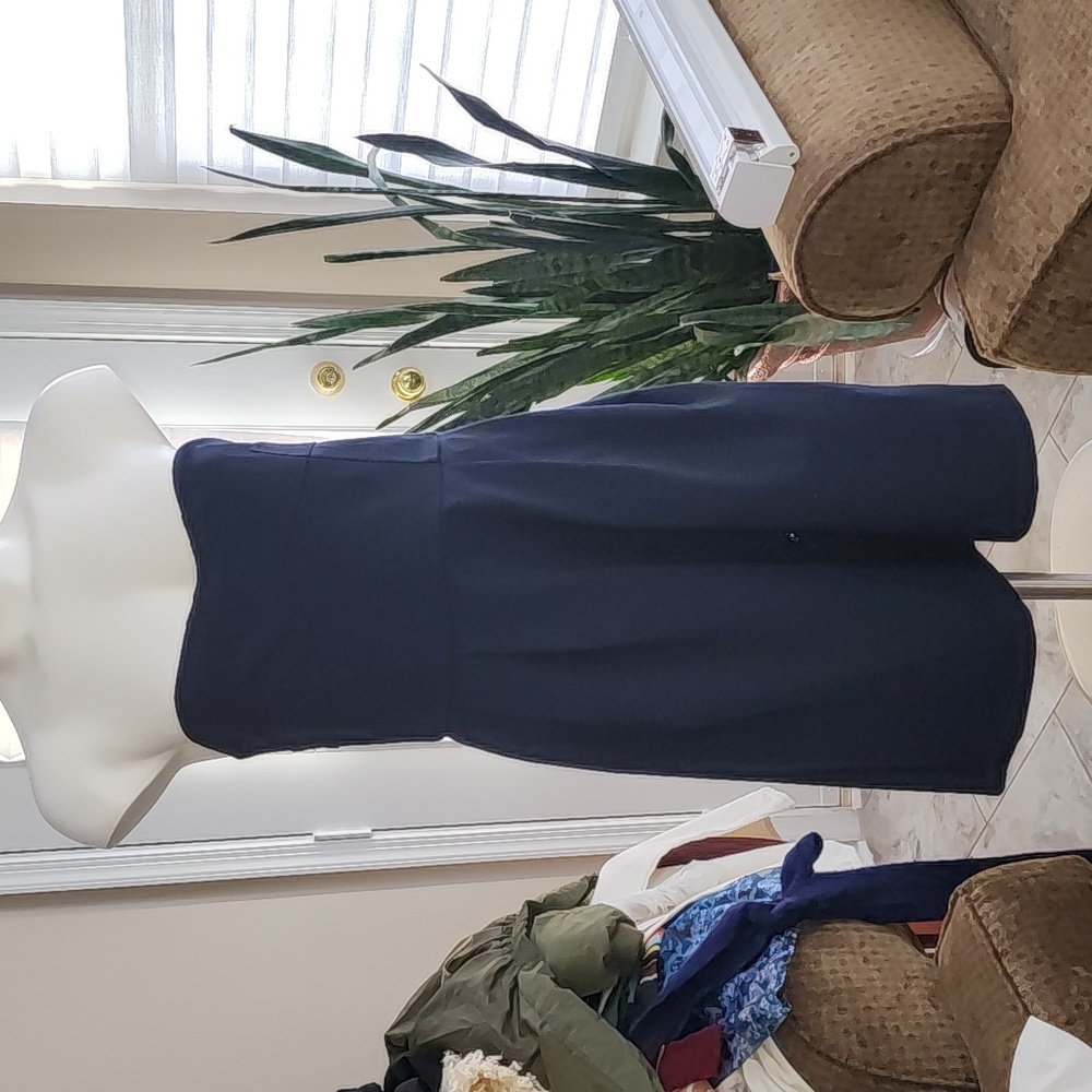 Dvf Navy Euc Bustier Structured Sheath Dress Size… - image 3